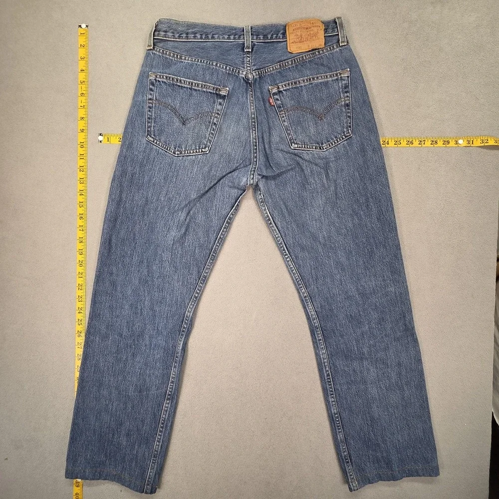 VTG Levis‎ 501 Jeans Mens Straight USA 90s Faint Stains Altered Hem Fits 30x28